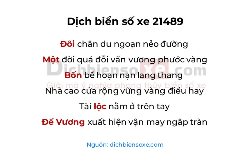 Dịch thơ biển số 21489