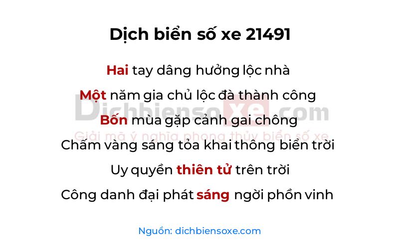 Dịch thơ biển số 21491