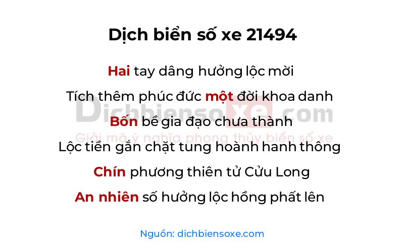 Dịch thơ biển số 21494