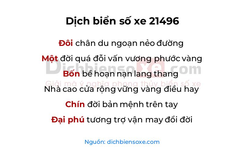 Dịch thơ biển số 21496