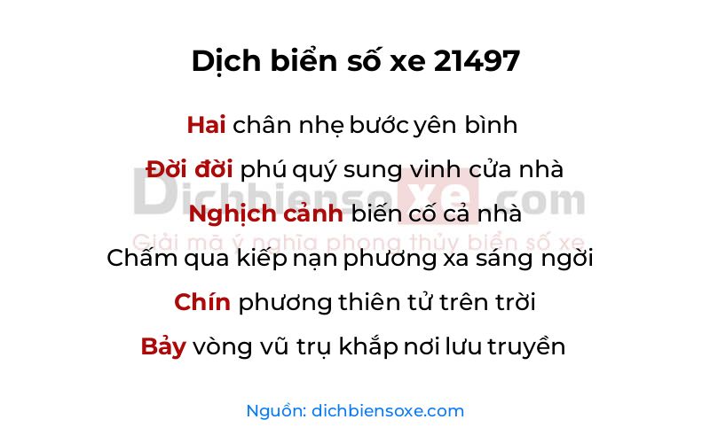 Dịch thơ biển số 21497