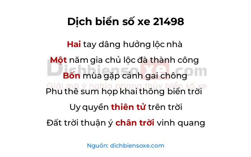 Dịch thơ biển số 21498