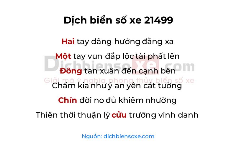 Dịch thơ biển số 21499