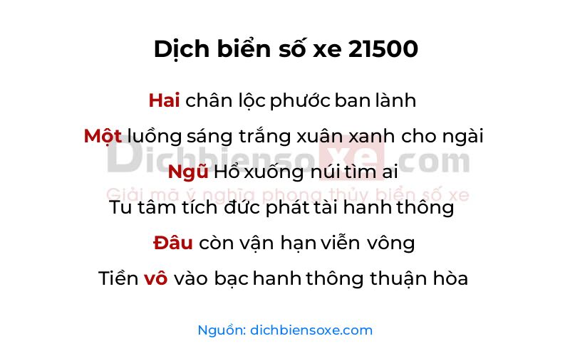 Dịch thơ biển số 21500