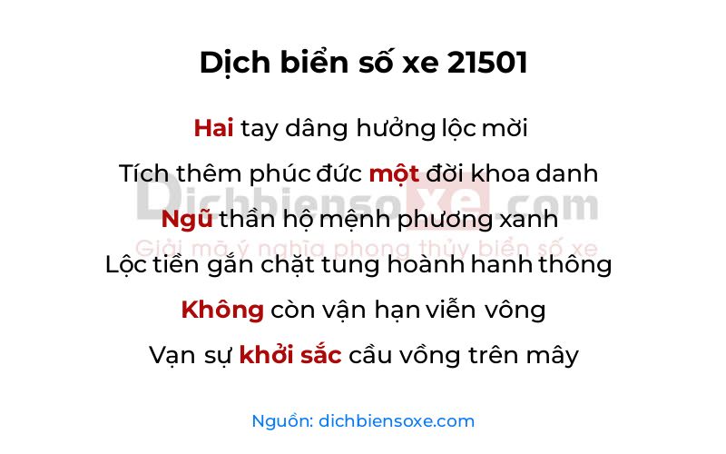 Dịch thơ biển số 21501