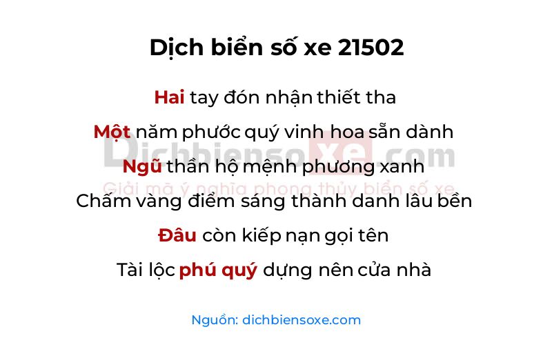 Dịch thơ biển số 21502