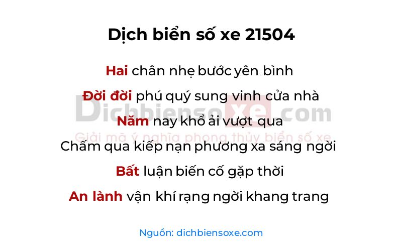 Dịch thơ biển số 21504
