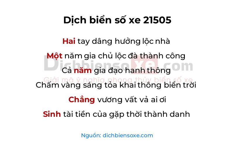 Dịch thơ biển số 21505