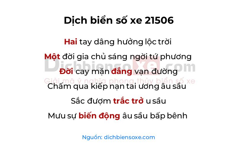Dịch thơ biển số 21506
