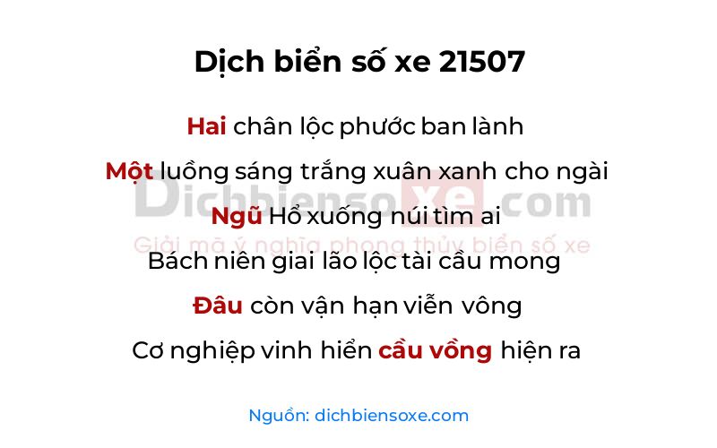 Dịch thơ biển số 21507