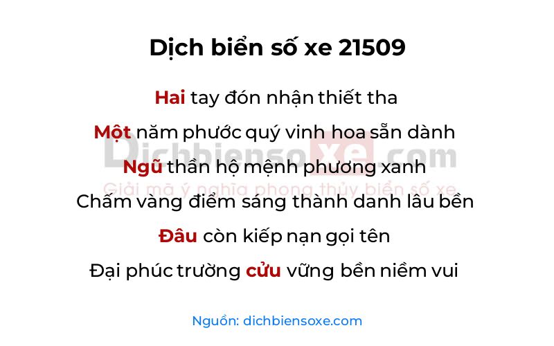 Dịch thơ biển số 21509