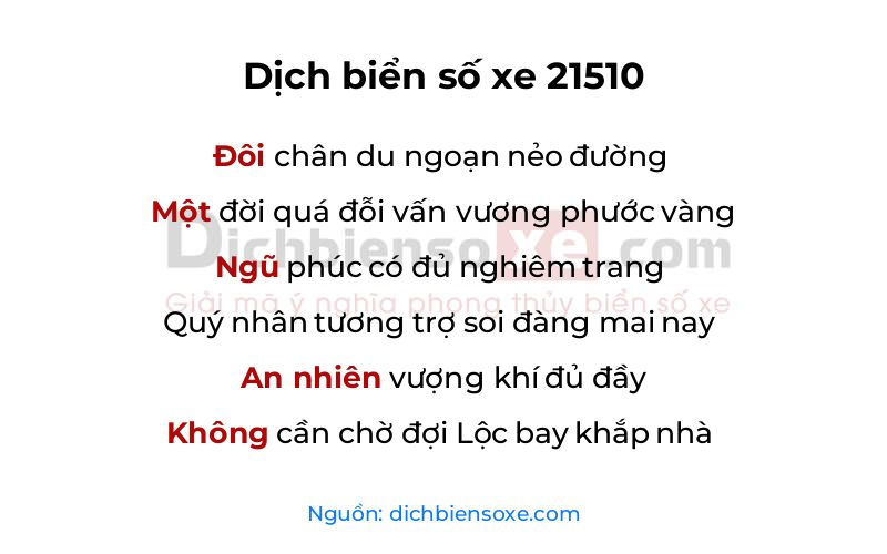 Dịch thơ biển số 21510
