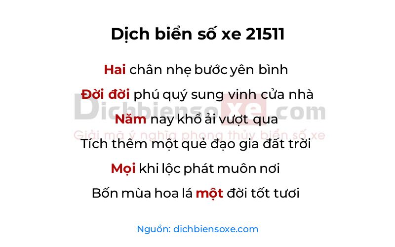 Dịch thơ biển số 21511