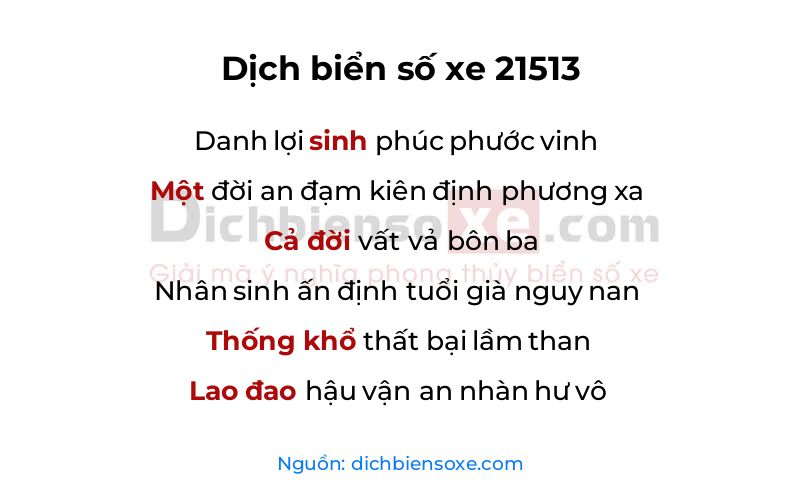 Dịch thơ biển số 21513