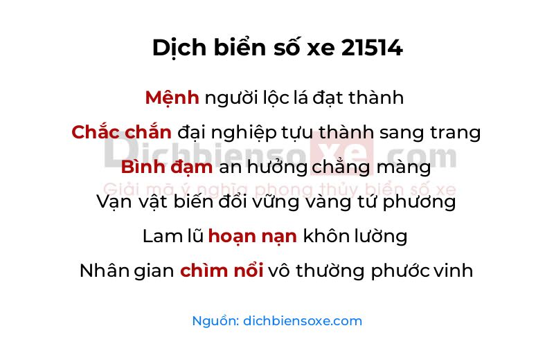 Dịch thơ biển số 21514