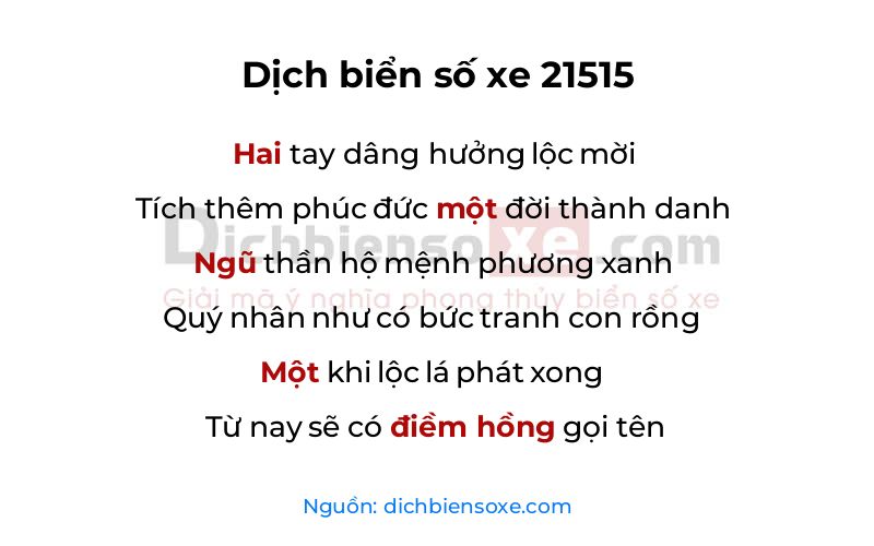 Dịch thơ biển số 21515