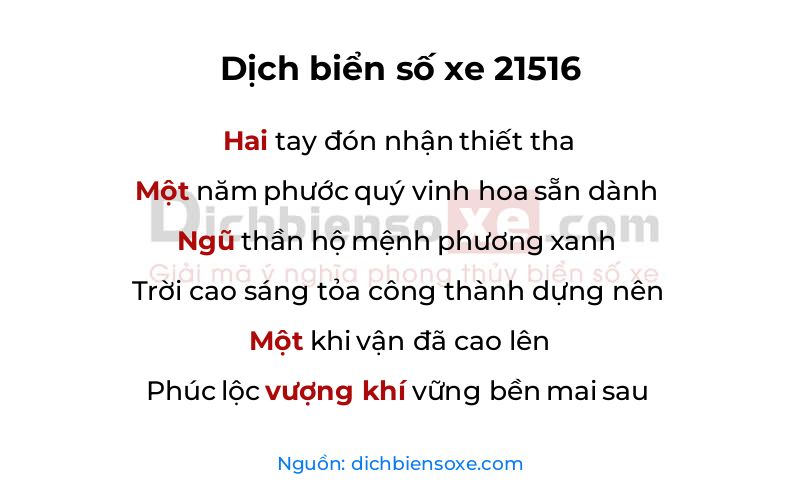 Dịch thơ biển số 21516