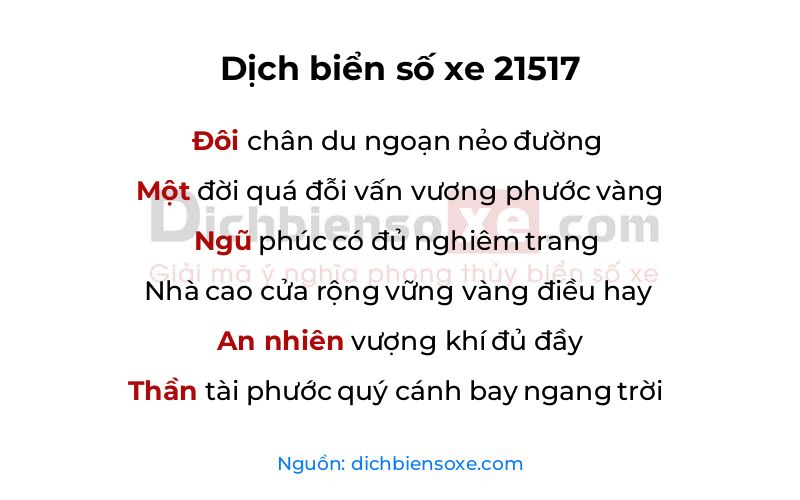 Dịch thơ biển số 21517