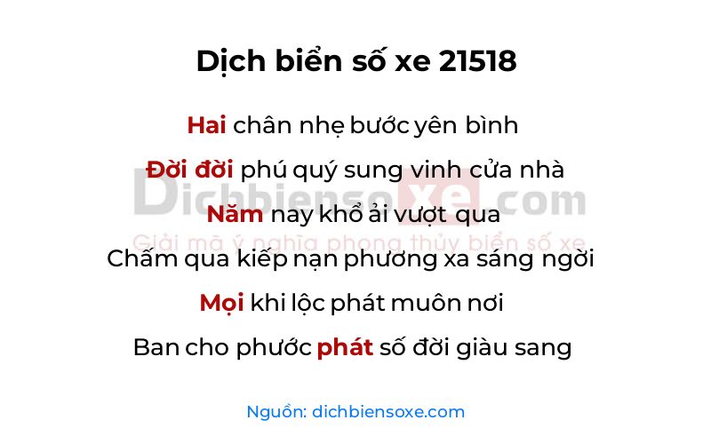 Dịch thơ biển số 21518