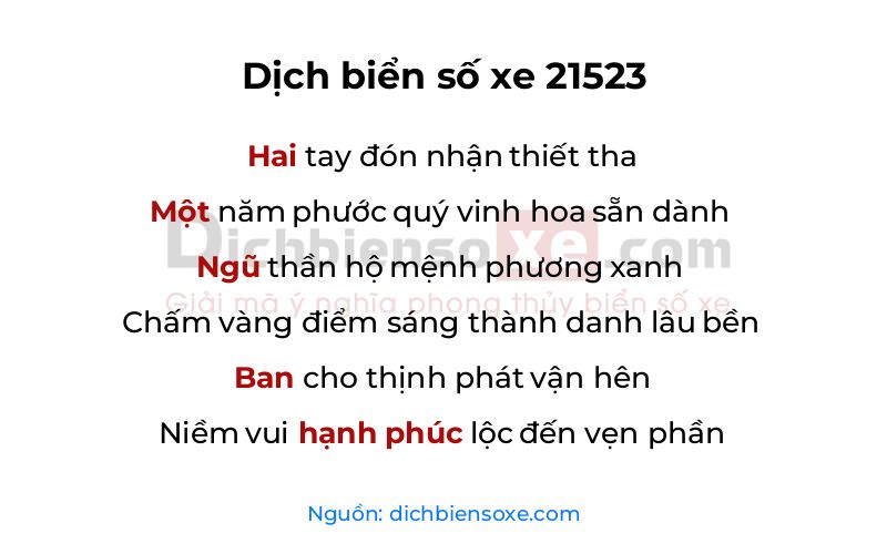 Dịch thơ biển số 21523