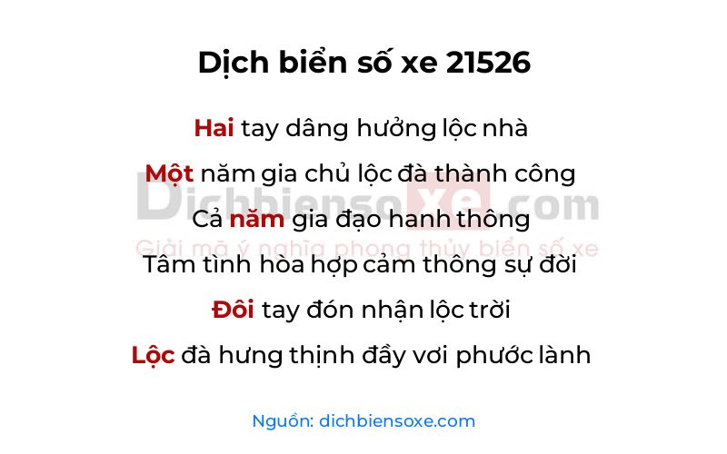 Dịch thơ biển số 21526