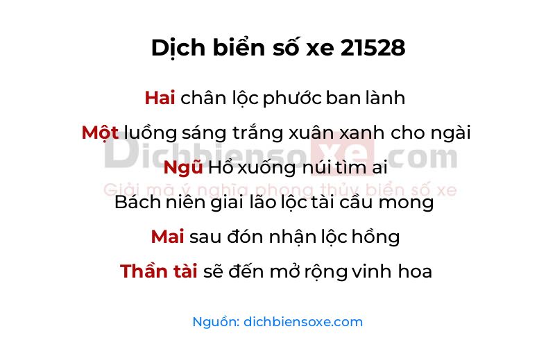 Dịch thơ biển số 21528