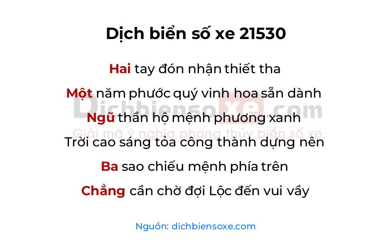 Dịch thơ biển số 21530