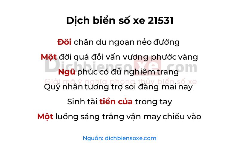Dịch thơ biển số 21531