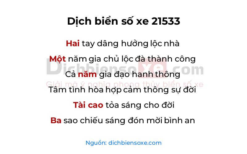 Dịch thơ biển số 21533