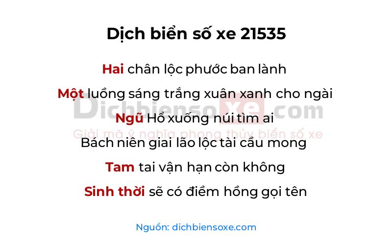 Dịch thơ biển số 21535