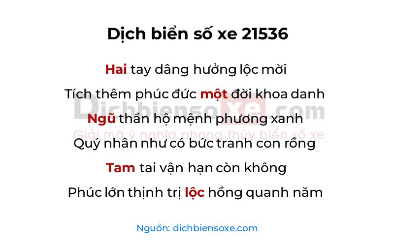 Dịch thơ biển số 21536