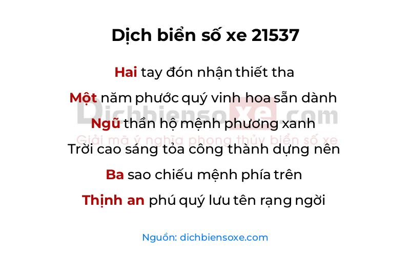 Dịch thơ biển số 21537