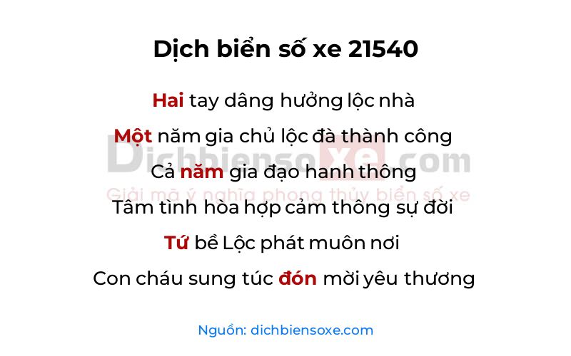 Dịch thơ biển số 21540