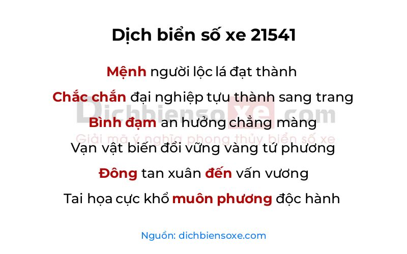 Dịch thơ biển số 21541