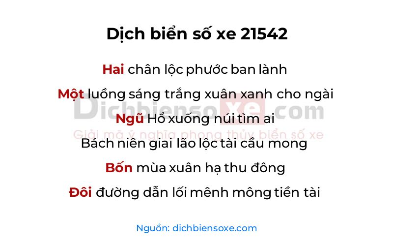 Dịch thơ biển số 21542