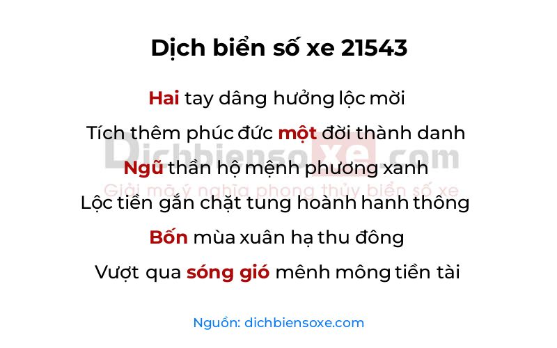 Dịch thơ biển số 21543