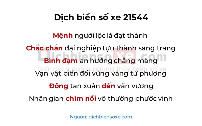 Dịch thơ biển số 21544