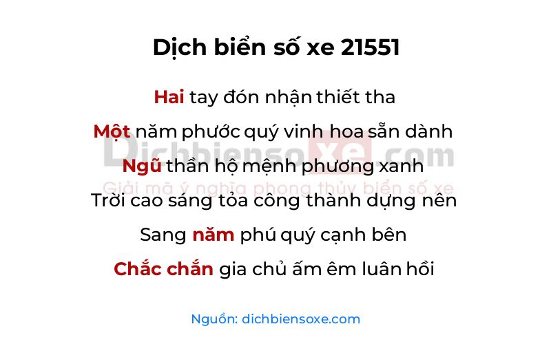 Dịch thơ biển số 21551