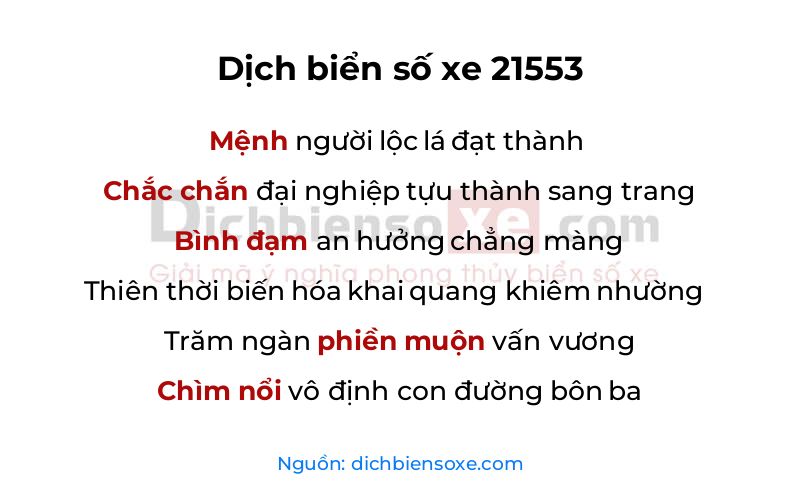 Dịch thơ biển số 21553
