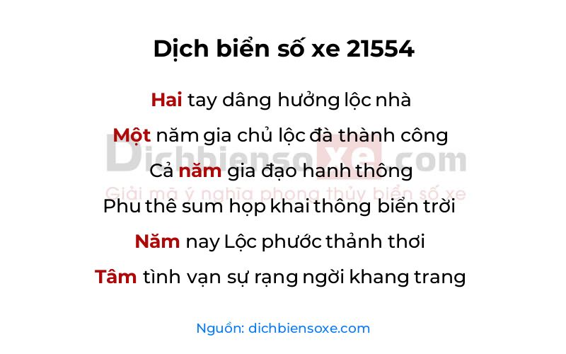 Dịch thơ biển số 21554