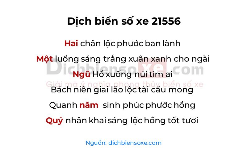 Dịch thơ biển số 21556
