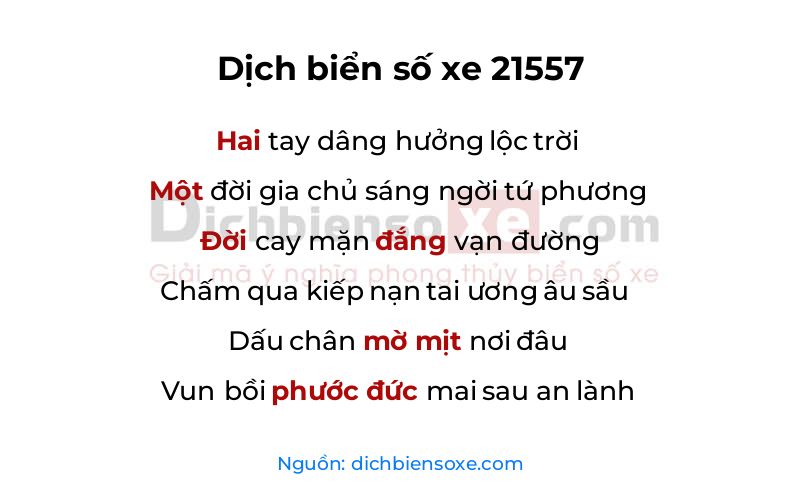 Dịch thơ biển số 21557