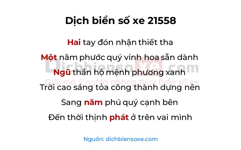Dịch thơ biển số 21558