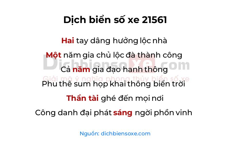 Dịch thơ biển số 21561