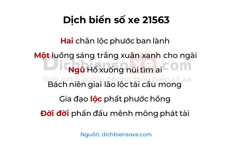 Dịch thơ biển số 21563