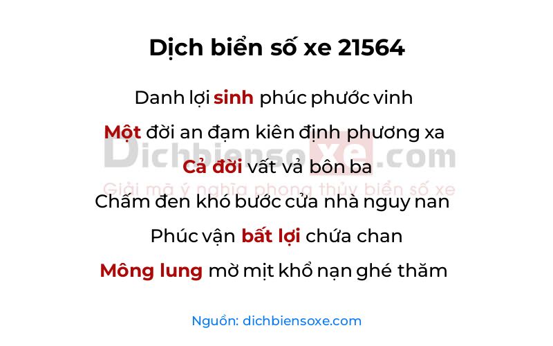 Dịch thơ biển số 21564