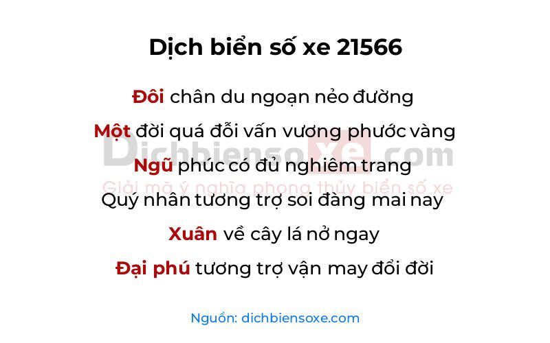 Dịch thơ biển số 21566