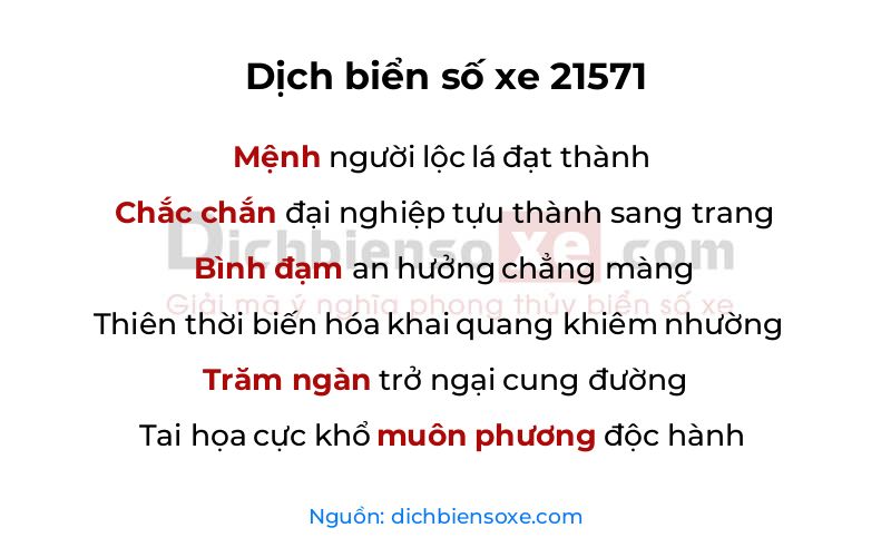 Dịch thơ biển số 21571