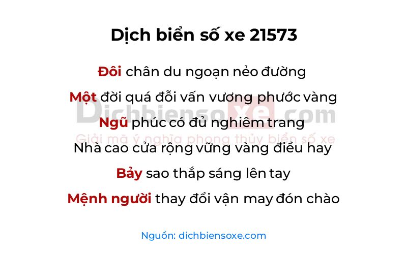 Dịch thơ biển số 21573
