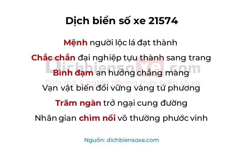 Dịch thơ biển số 21574
